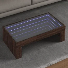 Mesa de centro con Infinity LED marrón roble 90x50x30 cm de , Mesas de centro - Ref: Foro24-847622, Precio: 100,15 €, Descuen...
