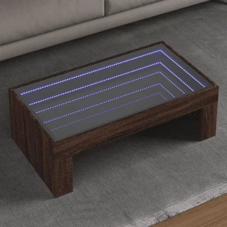 Coffee table with Infinity LED brown oak 90x50x30 cm by , Coffee table - Ref: Foro24-847622, Price: 100,15 €, Discount: %