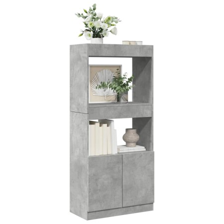 Aparador de madera de ingeniería gris hormigón 63x33x140 cm de , Librerías y estanterías - Ref: Foro24-855109, Precio: 69,60 ...