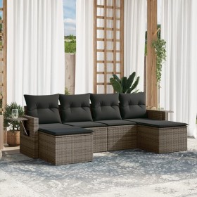 Set de muebles de jardín 6 pzas y cojines ratán sintético gris en Conjuntos de jardín | Comprar online en Foru.es