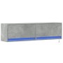 Mueble de pared TV con luces LED gris hormigón 140x31x38 cm de , Muebles TV - Ref: Foro24-852372, Precio: 101,46 €, Descuento: %
