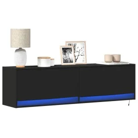 Mueble de TV de pared con luces LED negro 140x31x38 cm de , Muebles TV - Ref: Foro24-852370, Precio: 116,46 €, Descuento: %