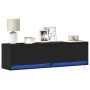 Mueble de TV de pared con luces LED negro 140x31x38 cm de , Muebles TV - Ref: Foro24-852370, Precio: 116,46 €, Descuento: %
