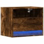 Mesita de noche de pared con luces LED roble ahumado de , Mesitas de noche - Ref: Foro24-852069, Precio: 33,14 €, Descuento: %