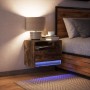 Mesita de noche de pared con luces LED roble ahumado de , Mesitas de noche - Ref: Foro24-852069, Precio: 33,14 €, Descuento: %