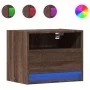 Wall-mounted bedside tables with LED lights, 2 units, brown oak. by , Nightstands - Ref: Foro24-852074, Price: 59,65 €, Disco...