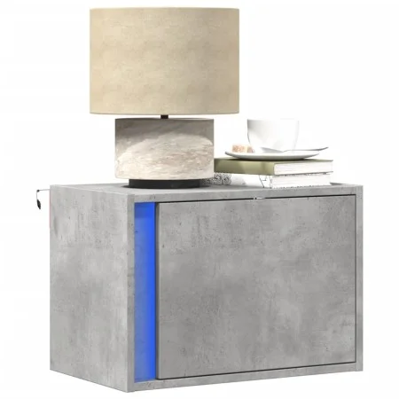 Mesita de noche de pared con luces LED gris hormigón de , Mesitas de noche - Ref: Foro24-852095, Precio: 34,99 €, Descuento: %
