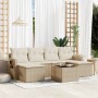 Set sofás de jardín 7 piezas y cojines ratán sintético beige en Conjuntos de jardín | Comprar online en Foru.es