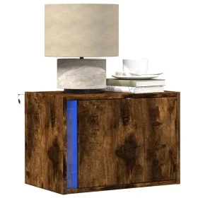 Mesita de noche de pared con luces LED roble ahumado de , Mesitas de noche - Ref: Foro24-852097, Precio: 35,47 €, Descuento: %