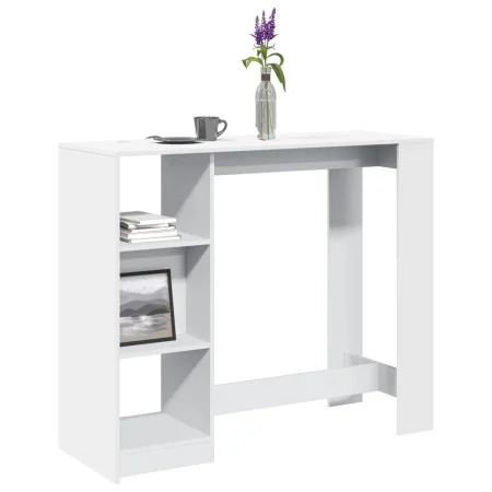 Bar-Tisch mit weißem Ingenieurholzregal 124x46x103,5 cm. von , Küchen- und Esstische - Ref: Foro24-854391, Preis: 83,84 €, Ra...