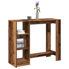 Mesa bar con estante madera envejecida 124x46x103,5 cm de , Mesas de cocina y de comedor - Ref: Foro24-854398, Precio: 98,75 ...