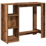 Mesa bar con estante madera envejecida 124x46x103,5 cm de , Mesas de cocina y de comedor - Ref: Foro24-854398, Precio: 98,75 ...