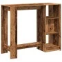 Bar table with aged wood shelf 124x46x103.5 cm by , Kitchen and dining tables - Ref: Foro24-854398, Price: 94,99 €, Discount: %