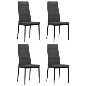 Sillas de comedor 4 uds madera maciza de caucho y tela gris en Sillas de comedor | Comprar online en Foru.es
