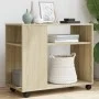 Beistelltisch mit Rollen aus Eichenholz Sonoma 70x35x60 cm von , Seitentische - Ref: Foro24-853148, Preis: 57,26 €, Rabatt: %