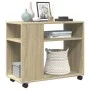 Beistelltisch mit Rollen aus Eichenholz Sonoma 70x35x60 cm von , Seitentische - Ref: Foro24-853148, Preis: 57,26 €, Rabatt: %
