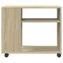 Beistelltisch mit Rollen aus Eichenholz Sonoma 70x35x60 cm von , Seitentische - Ref: Foro24-853148, Preis: 57,26 €, Rabatt: %