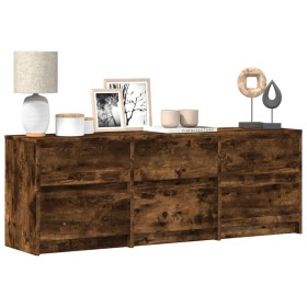 Mueble de TV LED madera ingeniería roble ahumado 140x34x50 cm de , Muebles TV - Ref: Foro24-3307923, Precio: 116,00 €, Descue...