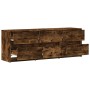 Mueble de TV LED madera ingeniería roble ahumado 140x34x50 cm de , Muebles TV - Ref: Foro24-3307923, Precio: 116,00 €, Descue...