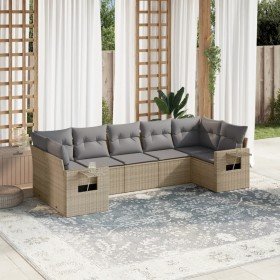Set sofás de jardín 7 piezas y cojines ratán sintético beige en Conjuntos de jardín | Comprar online en Foru.es