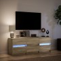 Mueble de TV LED madera de ingeniería roble Sonoma 140x34x50 cm de , Muebles TV - Ref: Foro24-3307921, Precio: 148,30 €, Desc...
