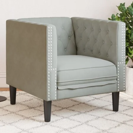 Sillón Chesterfield de terciopelo gris claro de , Sofás - Ref: Foro24-372673, Precio: 133,50 €, Descuento: %