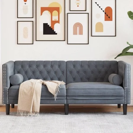 Sofá Chesterfield 2 plazas con cojines terciopelo gris oscuro by , Sofas - Ref: Foro24-372684, Price: 313,26 €, Discount: %