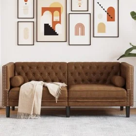 Sofá Chesterfield de 2 plazas piel de ante sintético marrón de , Sofás - Ref: Foro24-372692, Precio: 333,71 €, Descuento: %