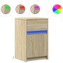 Mesita de noche con luces LED madera de ingeniería roble Sonoma de , Mesitas de noche - Ref: Foro24-852002, Precio: 48,10 €, ...