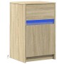 Mesita de noche con luces LED madera de ingeniería roble Sonoma de , Mesitas de noche - Ref: Foro24-852002, Precio: 48,10 €, ...