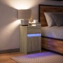 Mesita de noche con luces LED madera de ingeniería roble Sonoma de , Mesitas de noche - Ref: Foro24-852002, Precio: 48,10 €, ...