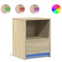 Mesita de noche con luces LED madera de ingeniería roble Sonoma de , Mesitas de noche - Ref: Foro24-852023, Precio: 38,53 €, ...