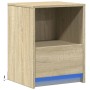 Mesita de noche con luces LED madera de ingeniería roble Sonoma de , Mesitas de noche - Ref: Foro24-852023, Precio: 38,53 €, ...