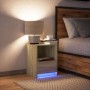 Mesita de noche con luces LED madera de ingeniería roble Sonoma de , Mesitas de noche - Ref: Foro24-852023, Precio: 38,53 €, ...
