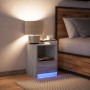 Mesita de noche luces LED 2 uds madera ingeniería roble ahumado de , Mesitas de noche - Ref: Foro24-852028, Precio: 68,85 €, ...