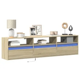 Mueble de TV de pared con LED roble Sonoma 180x31x45 cm de , Muebles TV - Ref: Foro24-3307942, Precio: 151,77 €, Descuento: %