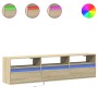 Mueble de TV de pared con LED roble Sonoma 180x31x45 cm de , Muebles TV - Ref: Foro24-3307942, Precio: 154,09 €, Descuento: %