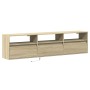 Mueble de TV de pared con LED roble Sonoma 180x31x45 cm de , Muebles TV - Ref: Foro24-3307942, Precio: 154,09 €, Descuento: %