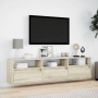 Mueble de TV de pared con LED roble Sonoma 180x31x45 cm de , Muebles TV - Ref: Foro24-3307942, Precio: 154,09 €, Descuento: %
