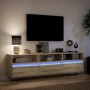 Mueble de TV de pared con LED roble Sonoma 180x31x45 cm de , Muebles TV - Ref: Foro24-3307942, Precio: 154,09 €, Descuento: %