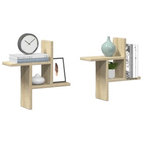 Estantes pared 2 uds madera ingeniería roble Sonoma 38x12x38 cm de , Estantes y estanterías - Ref: Foro24-853247, Precio: 21,...