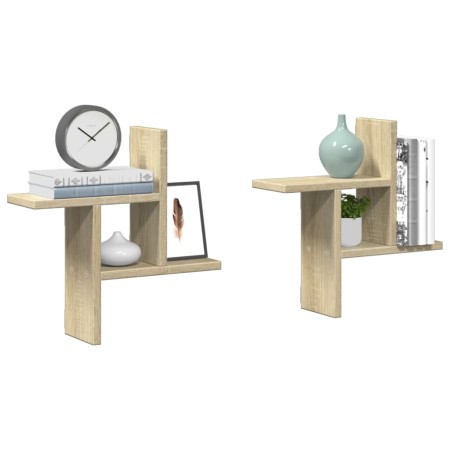Estantes pared 2 uds madera ingeniería roble Sonoma 38x12x38 cm de , Estantes y estanterías - Ref: Foro24-853247, Precio: 21,...