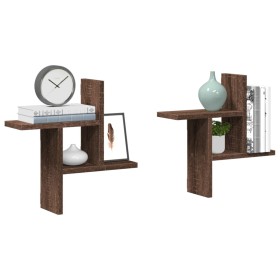 Estantes pared 2 uds madera ingeniería marrón roble 38x12x38 cm de , Estantes y estanterías - Ref: Foro24-853251, Precio: 24,...
