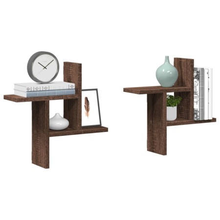 Estantes pared 2 uds madera ingeniería marrón roble 38x12x38 cm de , Estantes y estanterías - Ref: Foro24-853251, Precio: 24,...