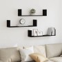 Estantes de pared 3 uds madera de ingeniería negro 80x18x18 cm de , Estantes y estanterías - Ref: Foro24-853291, Precio: 36,4...