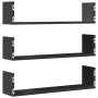 Estantes de pared 3 uds madera de ingeniería negro 80x18x18 cm de , Estantes y estanterías - Ref: Foro24-853291, Precio: 36,4...