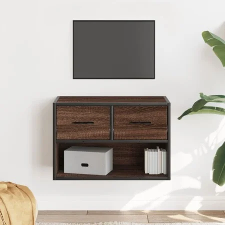 Mueble TV madera ingeniería y metal marrón roble 60x31x39,5 cm de , Muebles TV - Ref: Foro24-848913, Precio: 52,21 €, Descuen...