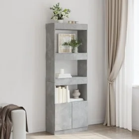 Aparador alto madera de ingeniería gris hormigón 63x33x180 cm de , Librerías y estanterías - Ref: Foro24-3309603, Precio: 89,...