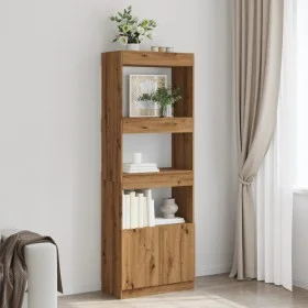 Aparador alto madera de ingeniería roble artesanal 63x33x180 cm de , Librerías y estanterías - Ref: Foro24-3309608, Precio: 1...