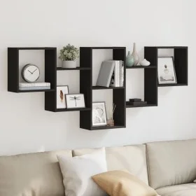 Estantería de pared madera de ingeniería negra 159x18x66 cm de , Estantes y estanterías - Ref: Foro24-853300, Precio: 51,61 €...